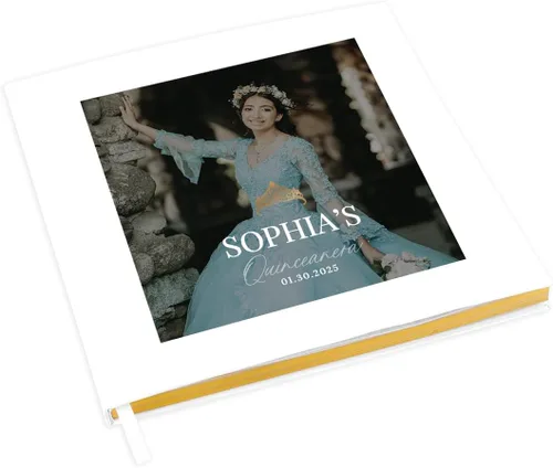 Miniatura 11 de Andaz Press Libro de invitados de quinceañera personalizado con detalles dorados, 120 páginas de 8.5 x 8.5 pulgadas, álbum de fotos de tapa dura