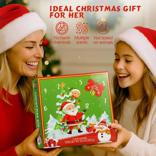Miniatura 7 de Calendario de Adviento de Navidad 2025 Bombas de Baño Regalos para Niños - 12 PIEZAS Bombas de Baño de Burbujas Sorprendentes Adentro, Calendario