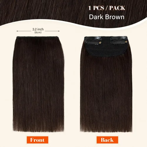Miniatura 2 de S-noilite Extensiones de cabello corto con broches, 100% cabello humano real, 2 clips, extensiones con clip para mujeres con cabello delgado, añade