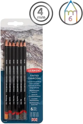 Miniatura 2 de Derwent Lápices de carbón tintado, núcleo de 0.157 in, paquete de 6 unidades (2301689)