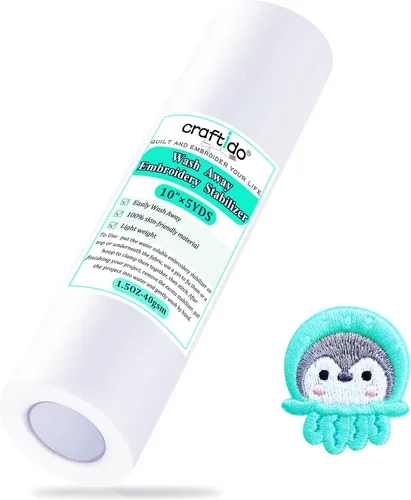 Craftido Estabilizador de bordado soluble en agua para lavado/respaldo y cobertura de 10 pulgadas x 5 yardas/rollo para la mayoría de los aros. Peso