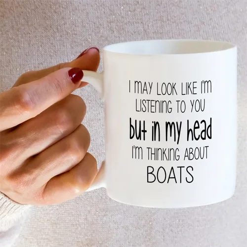 Miniatura 5 de Retreez Taza divertida – I'm Thinking About Boats Boating Nautical Sailor Boat Owner - Tazas de café de cerámica de 11 onzas – Divertido sarcástico