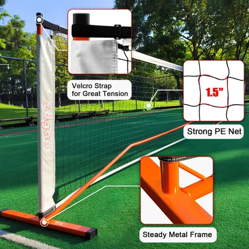 Miniatura 3 de Portable Pickleball Net Set, 22FT Regularion Size Pickle Ball Net with Paddles Set, Outdoor Pickleballs and Carry Bag, Easy Setup for Indoor, Naranja