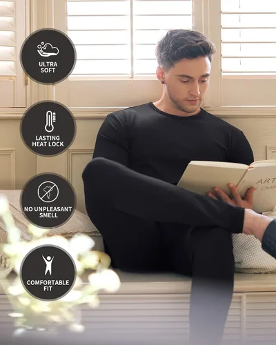 Miniatura 5 de WEERTI Ropa interior térmica para hombre, capa base de tela polar con forro polar