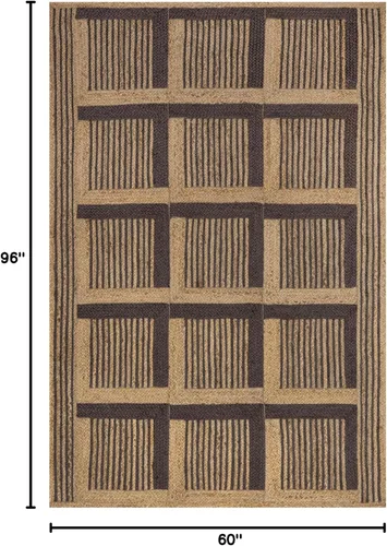 Miniatura 2 de nuLOOM Aletta - Alfombra geométrica de yute de 5 x 8 pies para comedor, alfombra neutra, alfombra para sala de estar, cocina, color natural