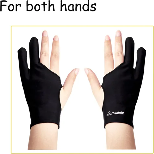 Miniatura 3 de Paquete de 2 guantes de dibujo digital, guantes de artista para tableta de dibujo, iPad, bocetos, guantes de arte con dos dedos para mano derecha e