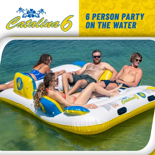 Miniatura 2 de Body Glove Catalina Island - Salón flotante inflable para seis personas con altavoz Bluetooth, 2 enfriadores y 6 soportes para bebidas, zona