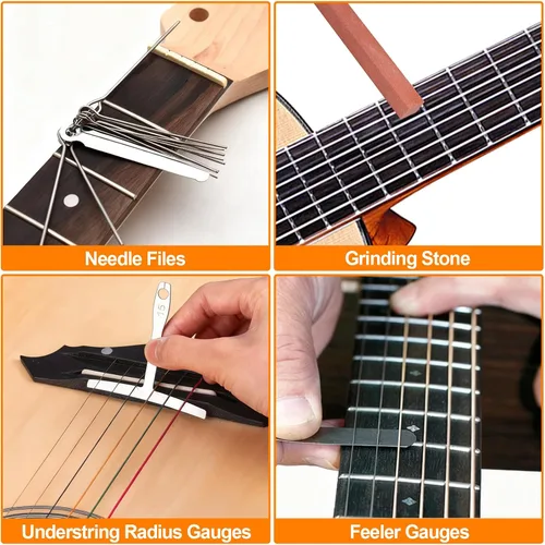 Miniatura 3 de Kit de herramientas de guitarra, kit de reparación de guitarra profesional de 119 piezas, kit de mantenimiento de guitarra con accesorios
