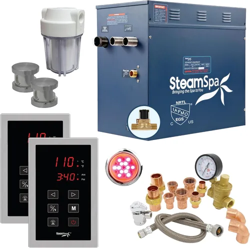 Miniatura 13 de Generador de sauna de vapor de 4.5kW, paquete ejecutivo, generador de vapor de 240 V con panel táctil, cabezales de vapor, válvula de alivio
