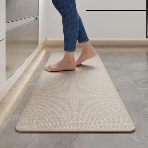 Miniatura 35 de YDKGL Tapetes de cocina para piso, alfombras de cocina súper absorbentes, antideslizantes, lavables, de lino sintético suave trenzado, alfombra
