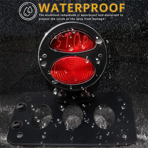 Miniatura 7 de Rich Choices Luces traseras de motocicleta con soporte lateral para placa de matrícula, luces de freno integradas, luz de parada impermeable
