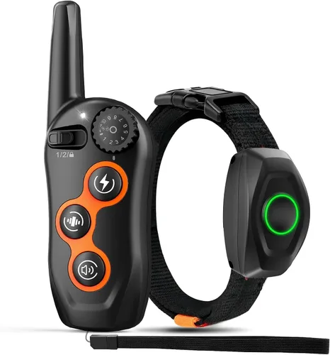Miniatura 8 de Collar de entrenamiento para perros, collar de choque para perros IPX7 impermeable con control remoto de alcance de 1300 pies, 3 modos de Naranja