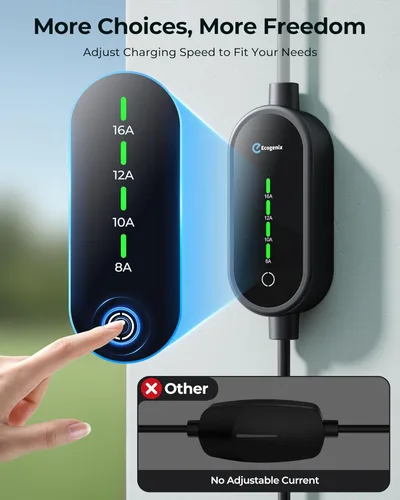 Miniatura 3 de Ecogenix Cargador móvil Tesla de nivel 1/2, cable de carga portátil para el hogar de 16A/110V-240V para Modelo 3/Y/S/X, amperaje ajustable, apto