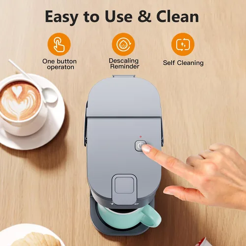 Miniatura 5 de Tastyle Cafetera de Una Sola Porción para Una Taza, para Cápsulas K y Café Molido, Mini Cafetera con Asa Portátil, Tamaño de Preparación de 6 a 12