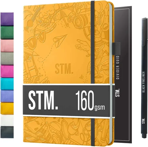 Miniatura 60 de Cuaderno de diario con puntos y cuadrícula A5 Cuadernos diarios en blanco para escritura personal, trabajo, mujeres Papel grueso de 120gsm, tapa