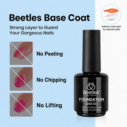 Miniatura 4 de Beetles - Juego de 3 esmaltes de uñas de gel constructor de uñas de 0.5 onzas líquidas con capa superior que no se limpia y capa base para uñas