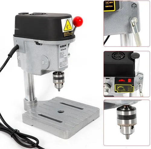Miniatura 4 de Prensa de taladro eléctrico de 110 V 340 W, mini perforadora, taladro compacto de banco para perforar tablero de madera y plástico y tablero