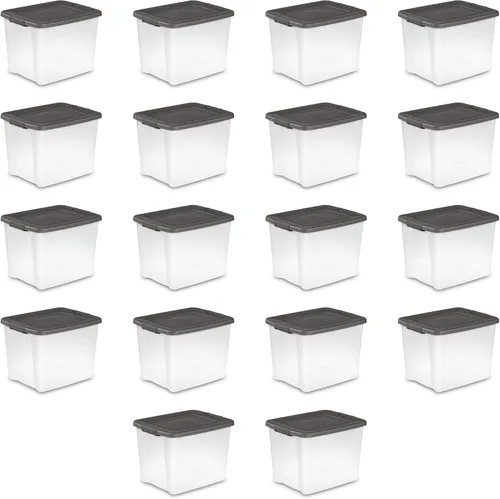 Miniatura 7 de Sterilite Paquete de 24 contenedores de almacenamiento de plástico transparente con tapas, 50 cuartos de galón, color gris, cajas organizadoras