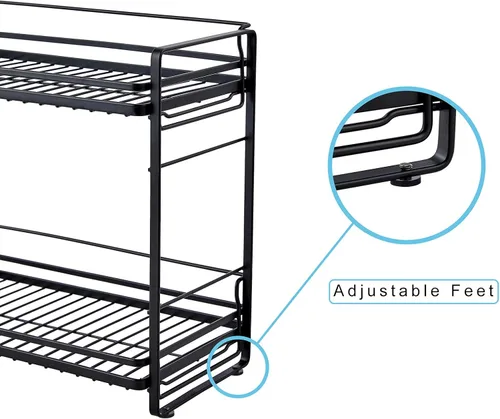 Miniatura 5 de zccz Organizador de baño de 2 niveles, ideal como organizador de encimera de cocina o baño, organizador de maquillaje con acabado negro para Negro