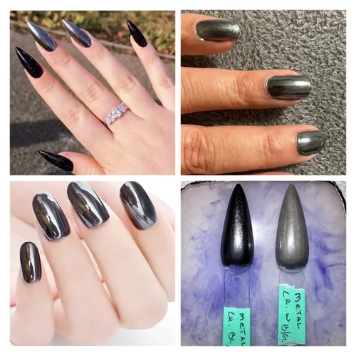 Miniatura 3 de Polvo de uñas cromado, efecto espejo metálico, polvo de uñas, arte de uñas, polvo de espejo negro cromado, brillante, ultra fino, pigmento