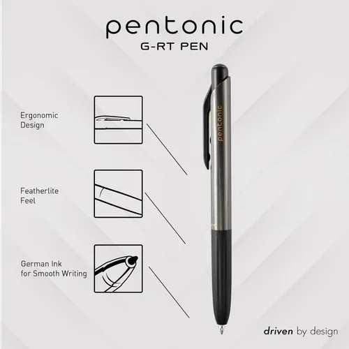 Miniatura 2 de Pentonic GR-T Bolígrafos de gel retráctiles, 10 unidades, tinta negra, punta fina de 0.7 mm, escritura suave para diario, toma de notas, oficina