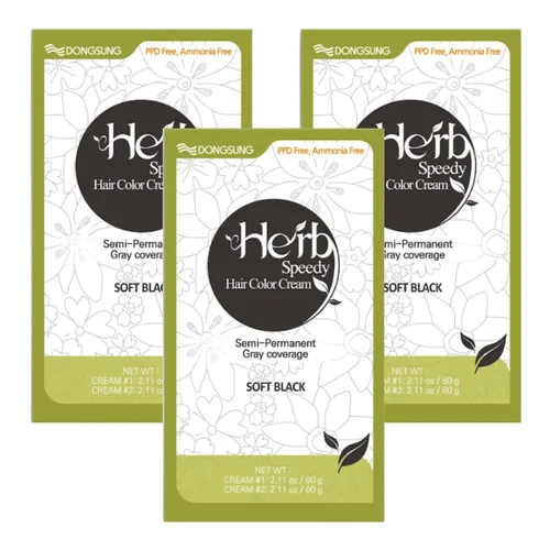 Miniatura 10 de Dongsung Herb Speedy Color Cream (marrón oscuro, paquete de 3) – Tinte vegano de hierbas coreanas, sin PPD, sin amoníaco, hipoalergénico – 100%