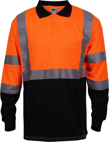 Miniatura 3 de L&M® Hi Vis Camiseta Polo ANSI Clase 3 Reflectante Seguridad Lima Naranja Negro Manga Larga Corta Alta Visibilidad