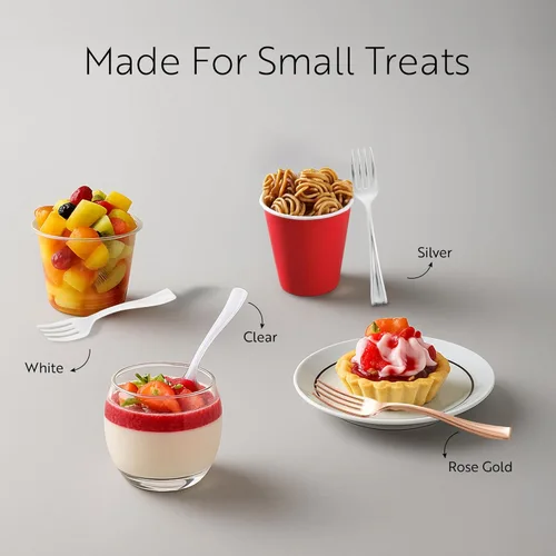 Miniatura 5 de Restaurantware - Mini tenedores de 4 pulgadas, 100 tenedores pequeños desechables - Pesado, combina con sus obras, postres o muestras, tenedor