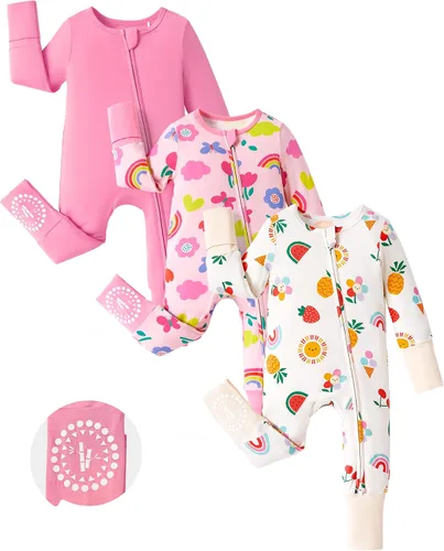 Miniatura 22 de PATPAT Baby Footies - Mameluco de viscosa de bambú para niños y niñas, con cremallera y suela antideslizante, ropa infantil con pies y sin pies
