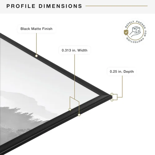 Miniatura 7 de MCS Marco Original para Póster 20x28 pulgadas Negro Ligero Vertical y Horizontal para Colgar en la Pared Marco Grande para Pósteres, Impresiones