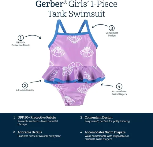 Miniatura 4 de Gerber Girls' One-Piece Swimsuit