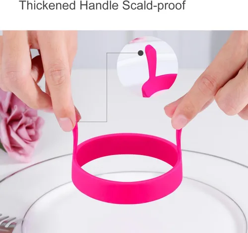 Miniatura 3 de 4 piezas de anillos de huevo de silicona, moldes antiadherentes redondos para desayuno, herramienta de molde para el hogar, anillos de cocina, molde