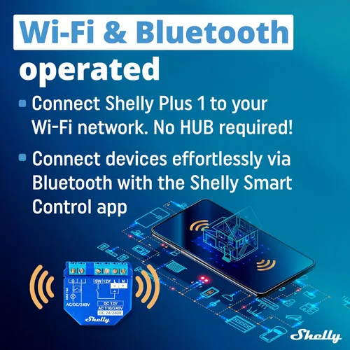 Miniatura 2 de Shelly Plus 1 UL Interruptor de relé inteligente WiFi con contactos secos Automatización del hogar Puerta de enlace Bluetooth Compatible