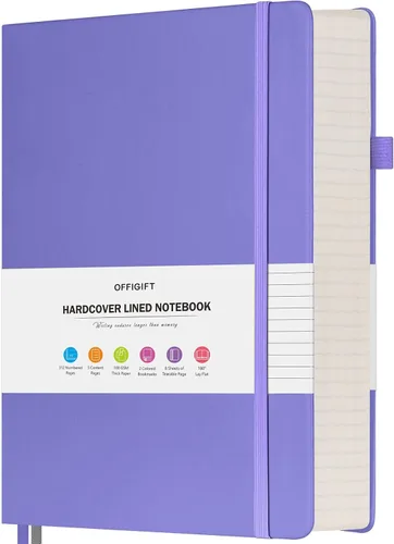 Miniatura 19 de Cuaderno rayado, cuaderno grande A5 con rayas universitarias, cuaderno de trabajo de 312 páginas numeradas con calcomanías de índice, papel grueso