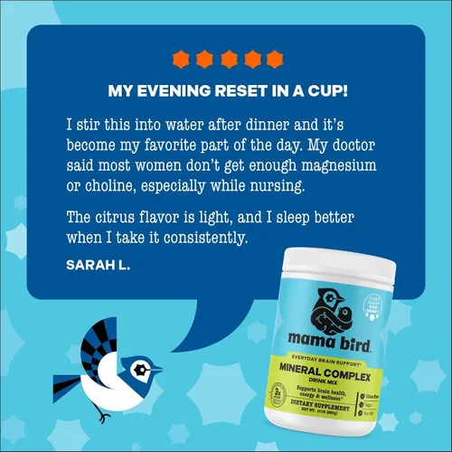 Miniatura 8 de Mama Bird Complejo mineral – Multivitamínico de apoyo a la salud cerebral – Ayuda al desarrollo óseo para madre y bebé – Suplemento de bebida