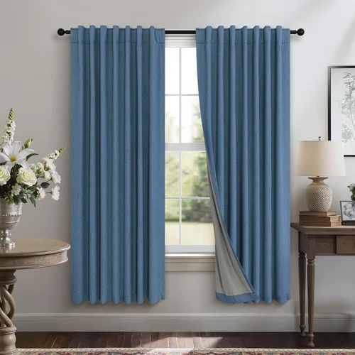 Miniatura 75 de Pitalk Cortinas cortas 100% opacas de lino para cafetería, 40 pulgadas de largo, 2 paneles, cortinas de puerta francesa para ventana, cortina