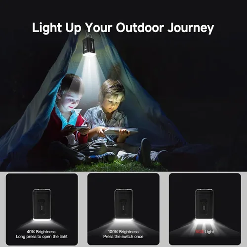 Miniatura 6 de Mini bomba de aire eléctrica portátil para inflables, luz de campamento (SOS), 5 boquillas universales, clip de mosquetón, recargable de 1200 mAh