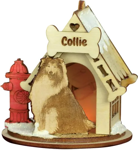Miniatura 23 de Basset Hound Dog Tea Light Display Adorno de Navidad de madera para árbol de Navidad