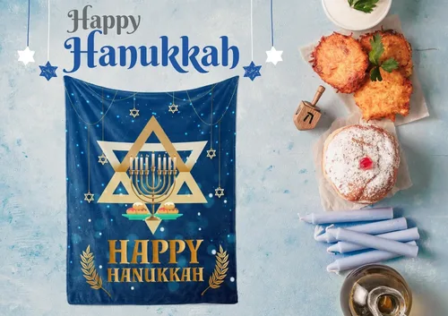 Miniatura 6 de InnoBeta Regalos de Hanukkah, manta de Hannukah para mujeres y hombres, regalos para vacaciones judías de Janucá para amigos, compañeros de trabajo