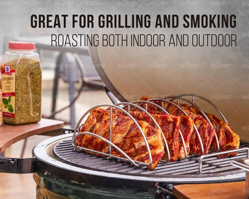 Miniatura 5 de Rejillas para costillas de barbacoa para ahumar, Classic Joe, accesorios de estante expansor de parrilla BGE - Optimiza el espacio de la parrilla