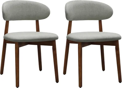 Miniatura 26 de Juego de 2 sillas de comedor de granja, modernas sillas de comedor de madera de mediados de siglo, sillas de comedor tapizadas de tela de granja