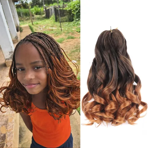Miniatura 9 de Cabello rizado francés trenzado de 10 pulgadas, color 4, cabello rizado preestirado, 8 paquetes de trenzas de ganchillo de rizo francés para trenzas
