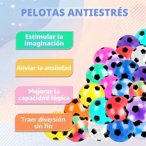 Miniatura 2 de Paquete de 24 bolas antiestrés para adultos, bola de fútbol sensorial para aliviar el estrés, juego de bolas esponjosas a granel para regalo de 24