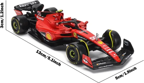 Miniatura 5 de HTLNUZD Bburago 2023 1/43 SF23#55 - Modelo de coche de carreras para F1 Scuderia Ferrari 1:43 SF23#55 Sainz aleación coche fundido a presión