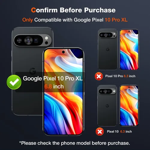 Miniatura 2 de LK Paquete de 2 protectores de pantalla para Google Pixel 10 Pro XL + Paquete de 2 protectores de lente de cámara, ajuste para recortes de lente