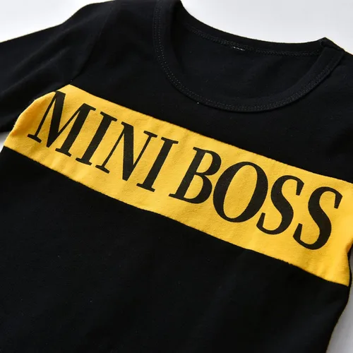 Miniatura 7 de Conjunto de 2 piezas de sudadera con estampado de letras de manga larga y pantalones para bebé niño