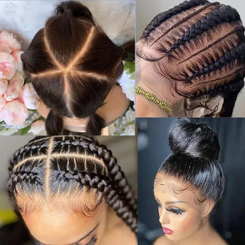 Miniatura 4 de Pelucas de pelo humano de encaje completo para las mujeres negras, cabello estilo mojado, ondulado, brasileño, virginal, Sin pegamento, con encaje