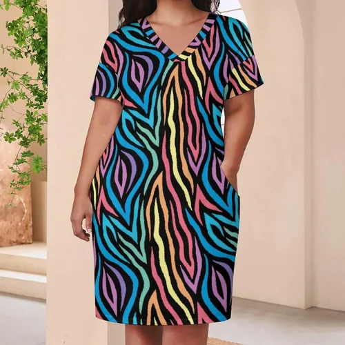 Miniatura 2 de Vestido casual de verano para mujer, vestido holgado de manga corta, estilo lobo