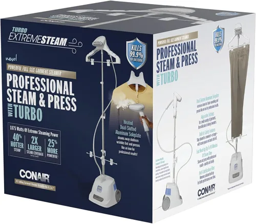 Miniatura 8 de Conair Vaporizador de ropa de tamaño completo para ropa, vapor profesional Turbo ExtremeSteam 1875W y prensa