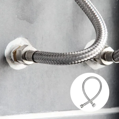 Miniatura 3 de METALLIXITY Conector de línea de suministro de grifo (19.685 in/20 pulgadas), conector de manguera de suministro de agua 304 hembra G1/2 macho G1/2